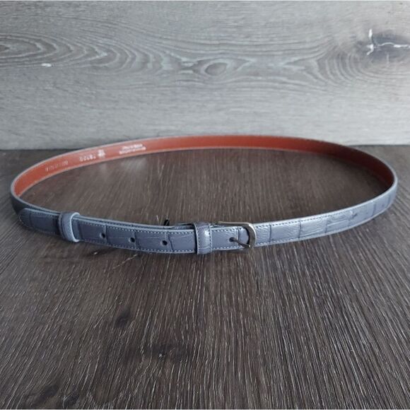 Caiman Print Skinny Leather Belt Made in Italy Total Lenght 46" - Picture 1 of 6